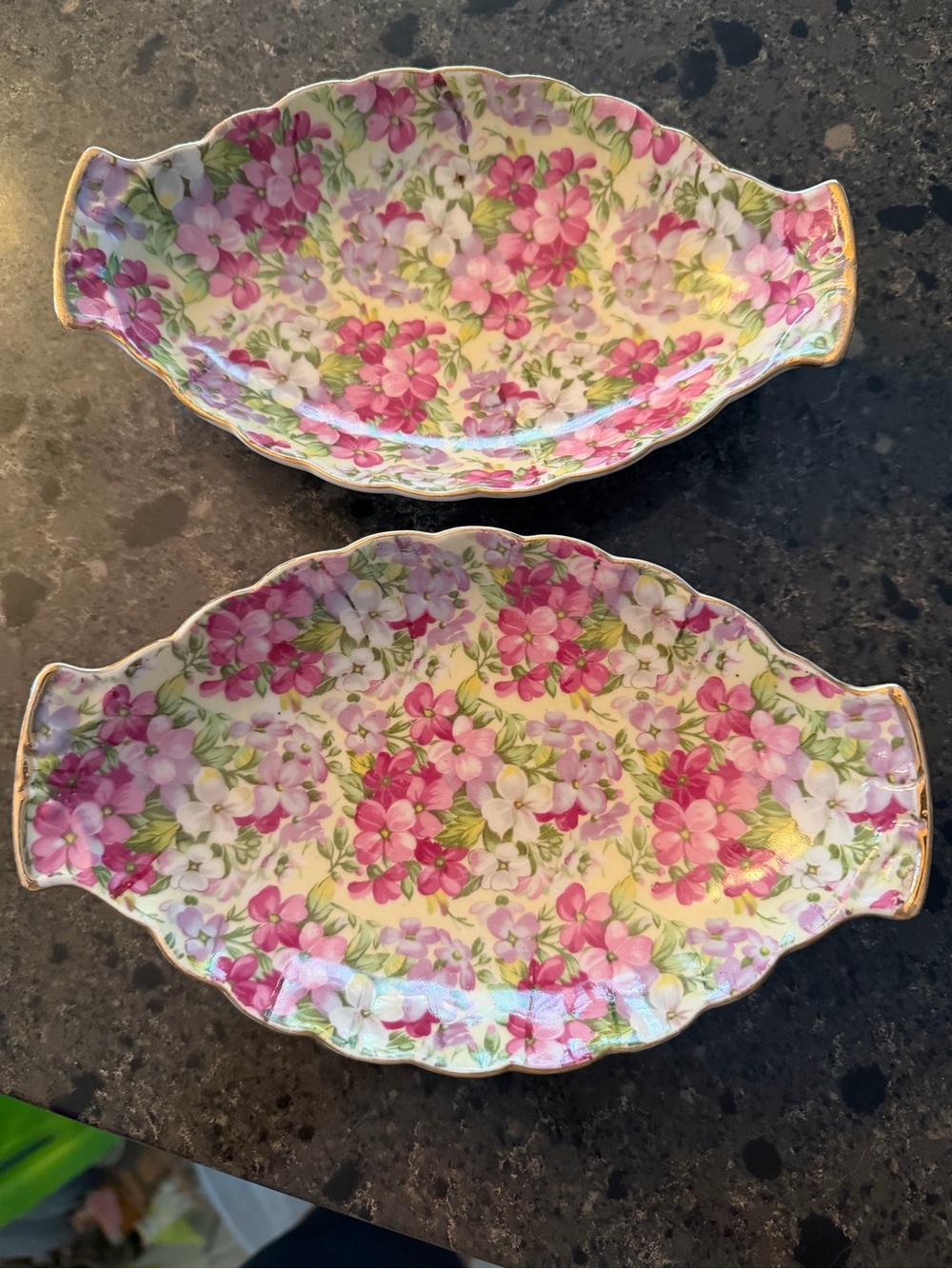 Vintage chintz Shafford oval dish set